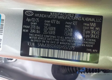 2025 Hyundai Tucson Sel from USA, damaged, VIN 5NMJB3DE0SH557273